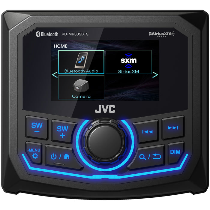 KD-MR305BTS JVC Marine Gauge Receiver Weatherproof 2.7" Inch LCD, Built in Amplifier, Bluetooth, USB Port, AM/FM/ Weather Band Tuner, SiriusXM Ready, Video Camera Input