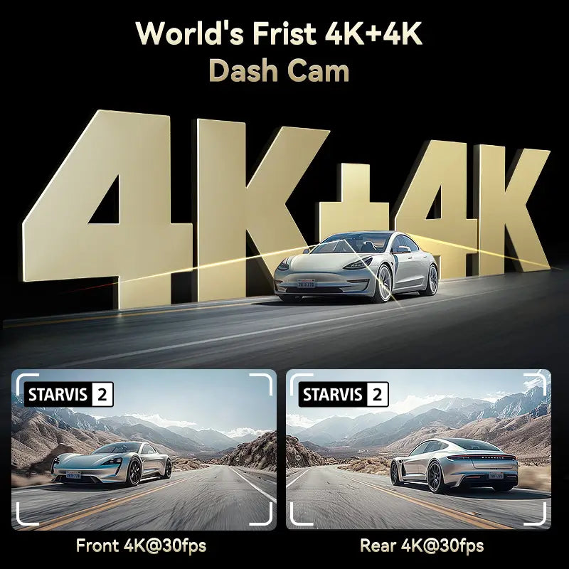 F77 Redtiger Touchscreen 4K Front + 4K Rear Sony Starvis2 Dual Dash Cam Kit App & 5.8GHz WiFi Voice Control DVR and Parking Monitoring Camera, 128 GB eMMC Storage