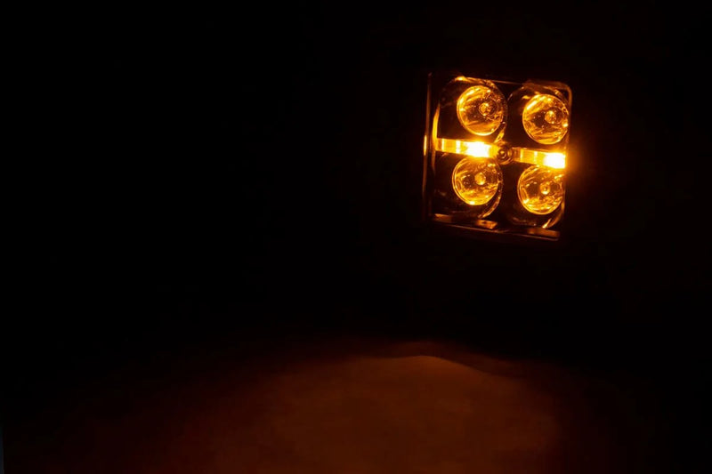 70903BLKDRLA Rough Country 2" Square Cree LED Light Pods w/ Amber DRL(Black Series)
