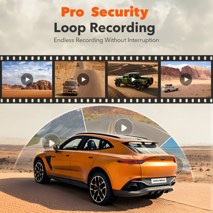 G900Pro Wolfbox 4K Sony Starvis2 12" Rear View Mirror Dash Cam Touch Screen Smart Mirror 5.8GHz WiFi 128GB SD Card with Voice Control