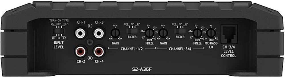 S2-A36F Alpine S-Series 4-Channel Amplifier, 60W x 4 at 4-Ohm, 90W x 4 at 2-Ohm 4ch Car Audio Amplifier