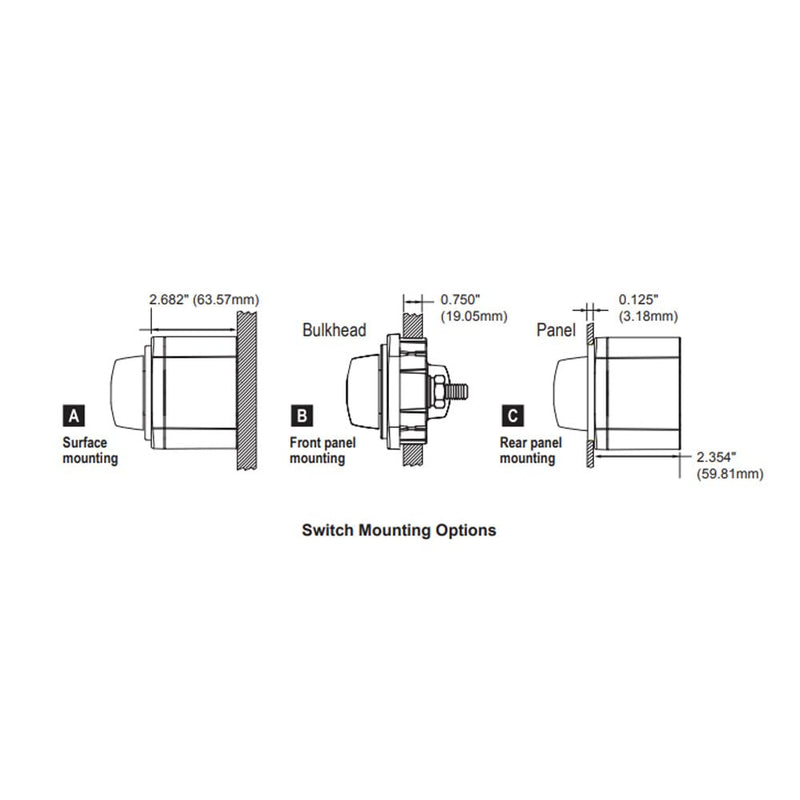6007200 Blue Sea Systems m-Series 4-Position Mini Battery Perko Switch (Black)