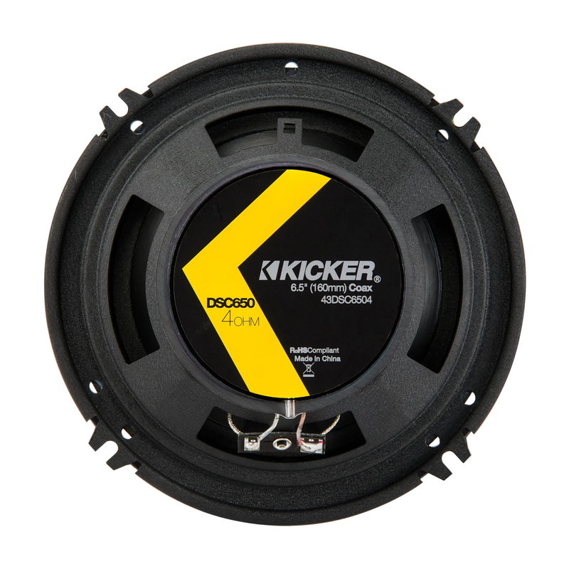 43DSC6504 KICKER DS Series 6.5" Coaxial 2 Way Speakers Factory Upgrade 60W RMS 240W Peak 4 Ohm Car Audio (Pair)