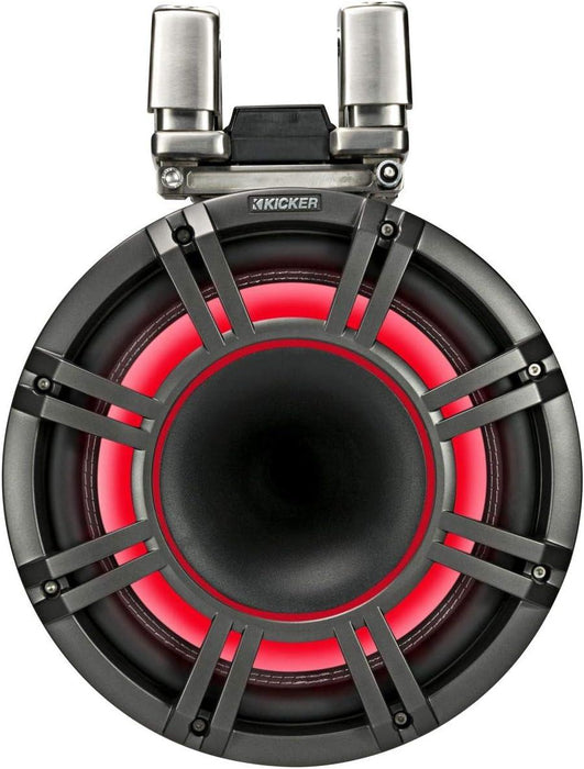 44KMTC114 KICKER KMTC11 11" Charcoal Marine Wakeboard Tower Speakers System Horn Loaded Compression Driver LED Lighted 4 Ohm (Pair) - Pro Audio Center
