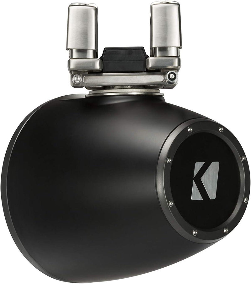 44KMTC94 KICKER KMTC9 9" Charcoal Marine Wakeboard Tower Speakers System Horn Loaded Compression Driver LED Lighted 4 Ohm (Pair) - Pro Audio Center