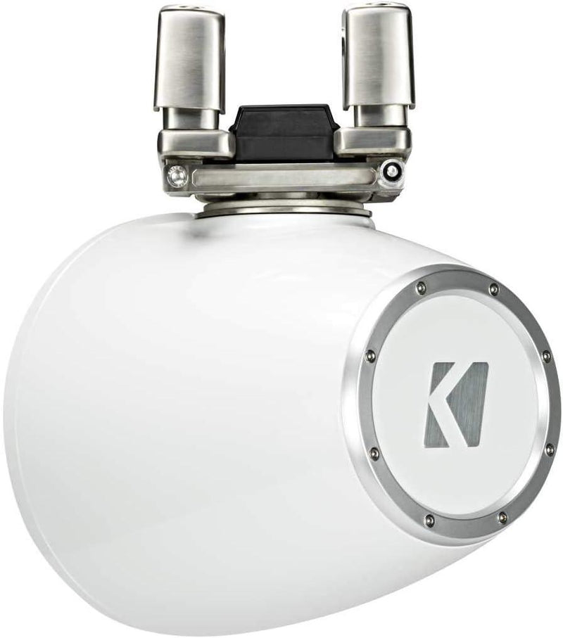 44KMTC94W KICKER KMTC9 9" White Marine Wakeboard Tower Speakers System Horn Loaded Compression Driver LED Lighted 4 Ohm (Pair) - Pro Audio Center