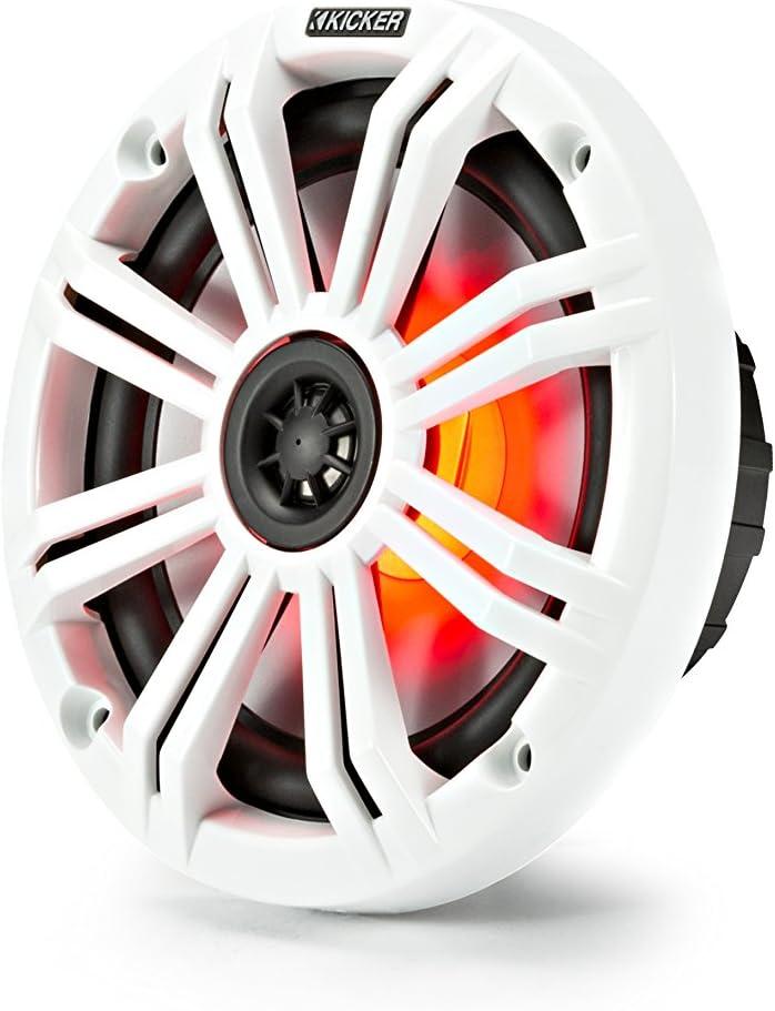 45KM654L KICKER KM Series 6.5" 6 1/2 Inch Coaxial 2 Way Marine Waterproof Speakers w/LED's 65W RMS 4 Ohm (Pair) - Pro Audio Center