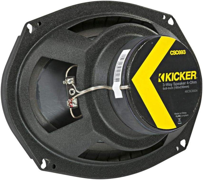 46CSC6934 KICKER CS Series 6x9" Coaxial 3 Way Speakers 150W RMS 450W Peak 4 Ohm Car Audio (Pair) - Pro Audio Center