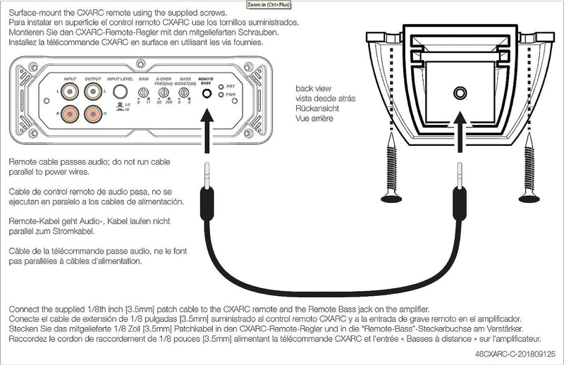 46CXARCT KICKER Remote Bass Level Control (Wired) Compatible with CX, CXA, DX, PX and KEY Amplifiers - Pro Audio Center