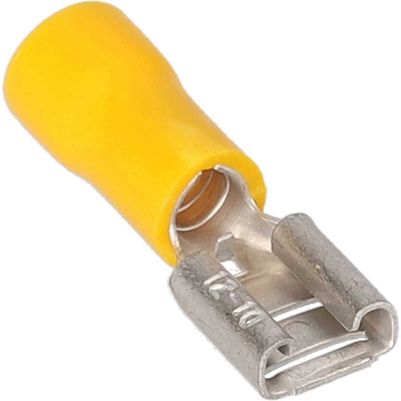 YVFD250 METRA Yellow Vinyl .250 Female Quick Disconnect for 12-10 Gauge Wire (Each)