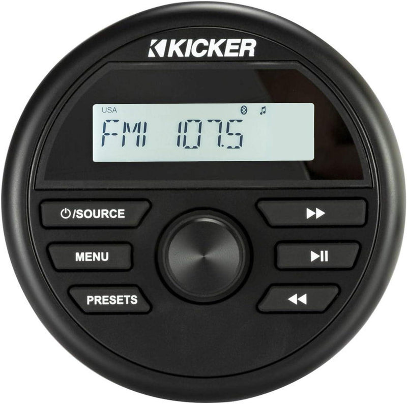 46KMC2 KICKER Marine Media Center Gauge Style Receiver w/Bluetooth/AM/FM/USB/AUX Input - Pro Audio Center
