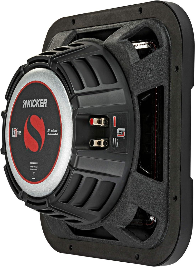 46L7T122 KICKER 12" L7T Thin Solo-Baric Square Subwoofer Sub 600W RMS 2 Ohm DVC - Pro Audio Center