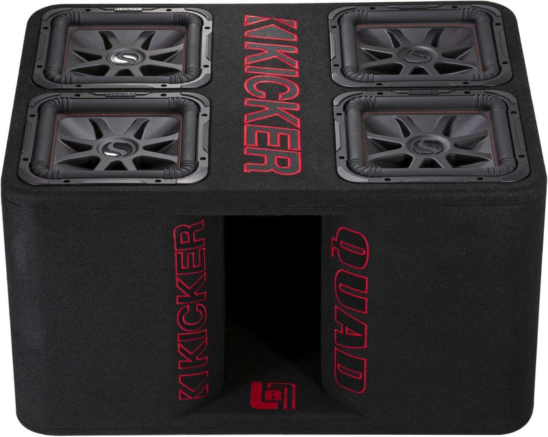 47QL7R122 KICKER Quad Box (4) 12" Solo-Baric L7R Subwoofer Loaded Enclosure Ported 2400W RMS w/Two Separate 2 Ohm Terminals - Pro Audio Center