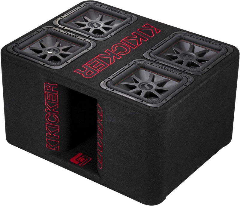 47QL7R122 KICKER Quad Box (4) 12" Solo-Baric L7R Subwoofer Loaded Enclosure Ported 2400W RMS w/Two Separate 2 Ohm Terminals - Pro Audio Center