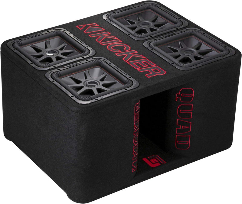 47QL7R122 KICKER Quad Box (4) 12" Solo-Baric L7R Subwoofer Loaded Enclosure Ported 2400W RMS w/Two Separate 2 Ohm Terminals - Pro Audio Center