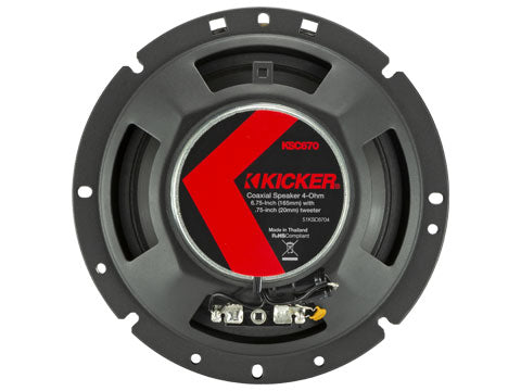 51KSC6704 KICKER KS Series 6.75" 6 3/4 Inch Coaxial 2 Way Speakers 100W RMS 4 Ohm Car Audio (Pair)