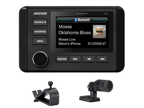 51KMC4 KICKER Marine Dual-Zone Media Center Receiver w/Bluetooth/AM/FM/Weather Band/USB/AUX Input/ IP66 Rated