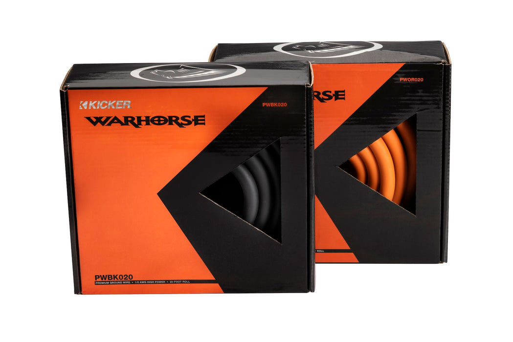 50PWOR020 KICKER Warhorse WXA Series 1/0 Gauge 20ft Power Wire Kit Orange 0 AWG 1/0 GA