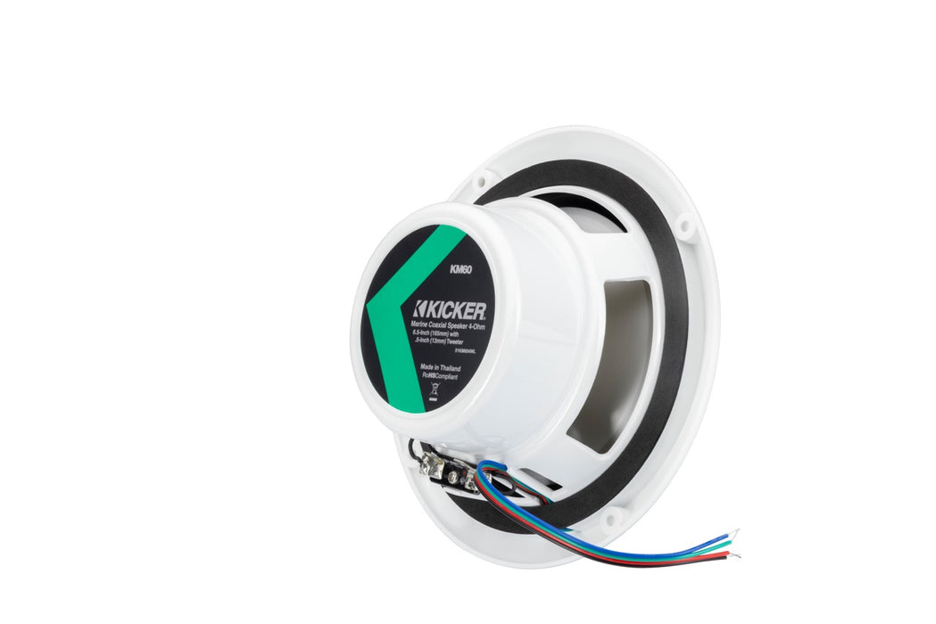 51KM604WL KICKER KM White 6.5"Coaxial 2-Way Marine Waterproof Speakers with RGB LEDs 50W RMS 4 Ohm (Pair)