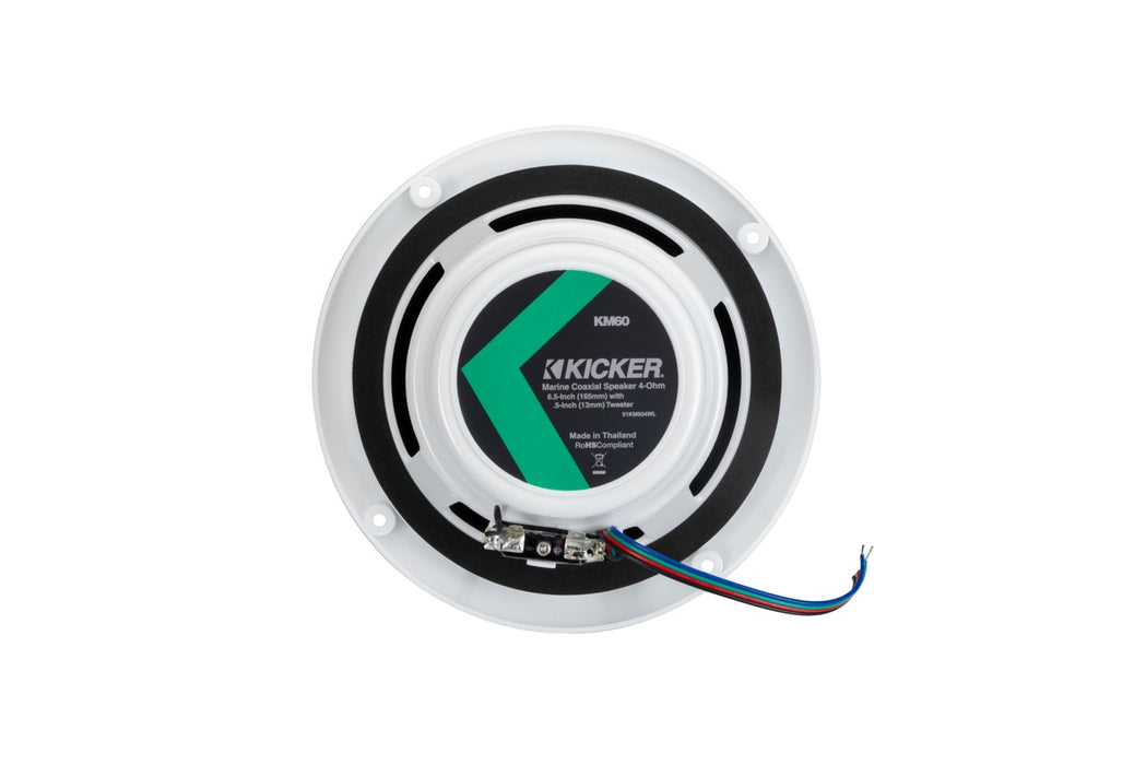 51KM604WL KICKER KM White 6.5"Coaxial 2-Way Marine Waterproof Speakers with RGB LEDs 50W RMS 4 Ohm (Pair)