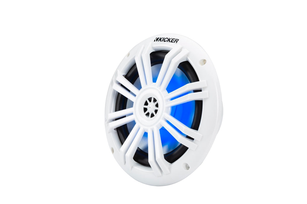 51KM604WL KICKER KM White 6.5"Coaxial 2-Way Marine Waterproof Speakers with RGB LEDs 50W RMS 4 Ohm (Pair)