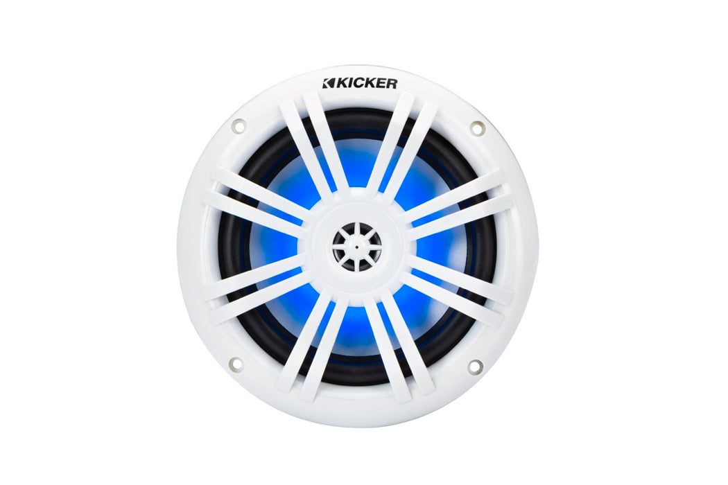 51KM604WL KICKER KM White 6.5"Coaxial 2-Way Marine Waterproof Speakers with RGB LEDs 50W RMS 4 Ohm (Pair)