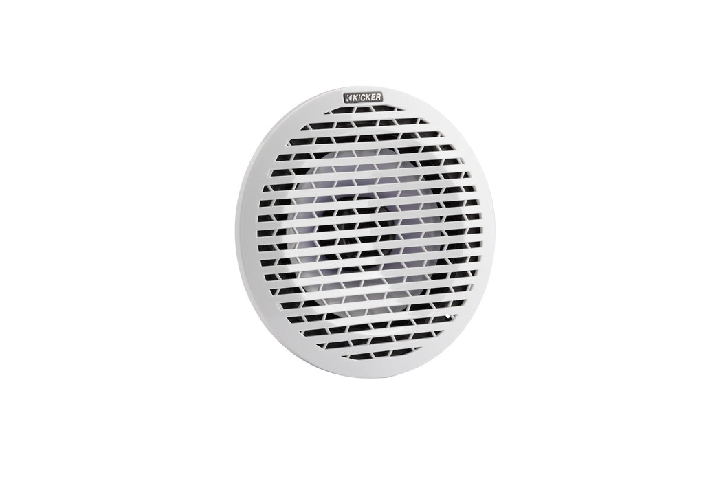 51KM614FL KICKER KM Series 6.5" 6 1/2 Inch Thin Mount Coaxial 2 Way Marine Waterproof Speakers w/LED's 65W RMS 4 Ohm (Pair) White & Silver Grilles Included