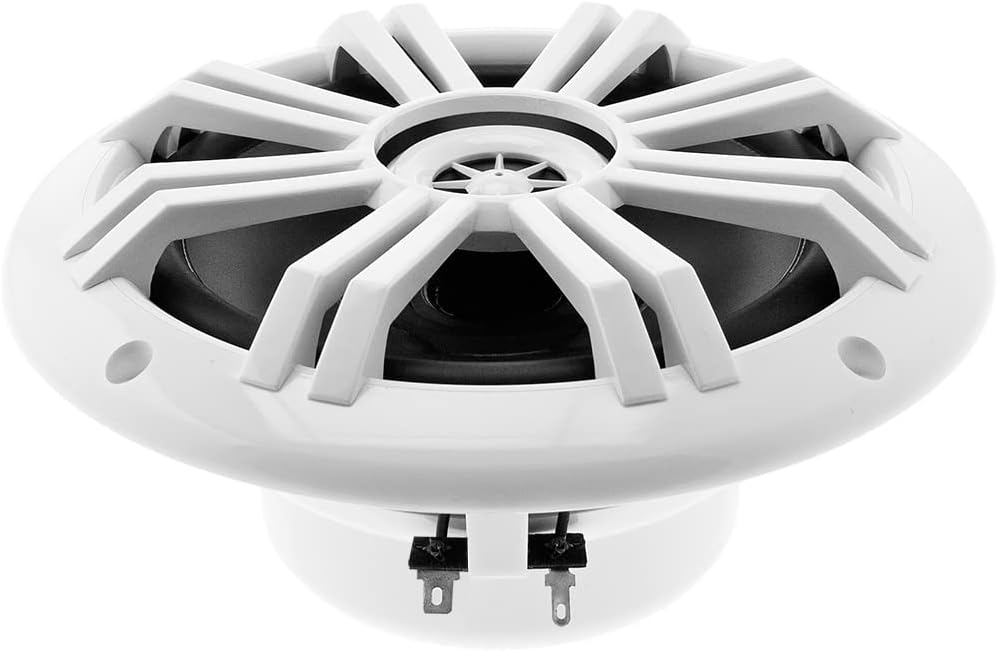KICKER KM 6.5" Marine Speakers Pair White Waterproof 2-Way Boat Coaxial Audio 4 Ohm 50W RMS | 41BKM604W (2 Pack)
