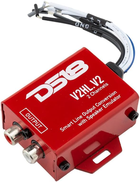 V2HL.V2 DS18 Speaker Wire-to-RCA Line-Out Converter 2 Channel w/+12v Turn on Lead