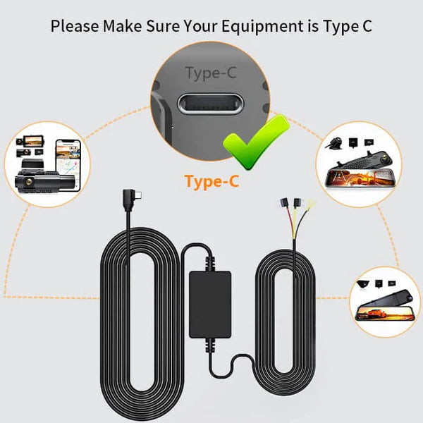 HW23 Wolfbox Dash Cam Multifunctional Hardwire Kit (Includes 4 Fuse Options) For G900/G850/G840S/G840H/G930/X5/i17/i07 Parking Mode 3A USB C