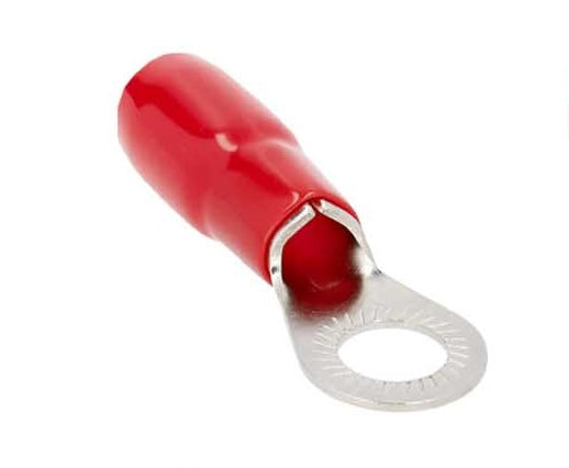 V8-RTN10 METRA V8 Series Red or Black 3/8" Nickel Plated Ring Terminal for 4 Gauge Wire (Each)