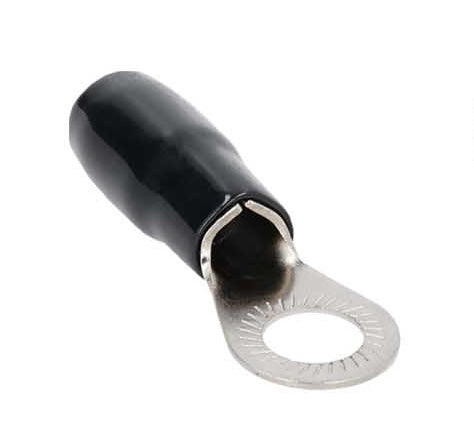 V8-RTN10 METRA V8 Series Red or Black 3/8" Nickel Plated Ring Terminal for 4 Gauge Wire (Each)