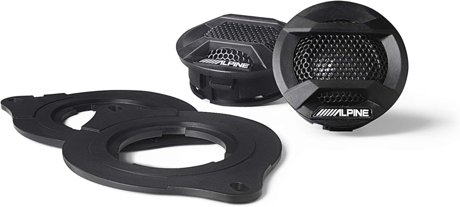 SPV-10TW-WRA Alpine 1" Component Tweeters for Jeep Wrangler 2007-Up JK, JL, and Gladiator JT, 75W RMS Weather Resistant 4 Ohm (Pair)