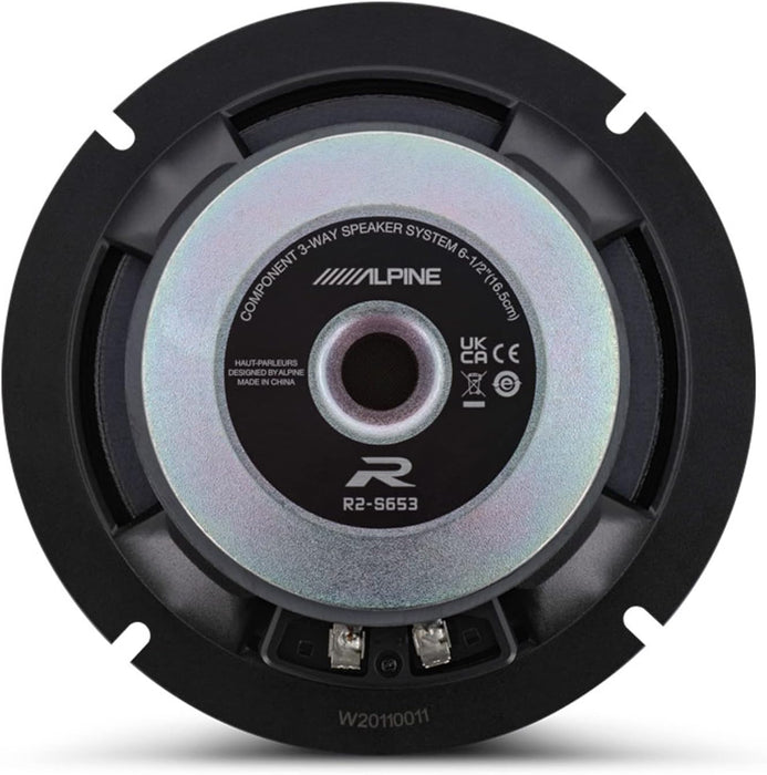 R2-S652 Alpine R-Series 6.5" High-Resolution Pro 2-Way Component Speaker Set w/ 1" Tweeters 100W RMS Car Audio 4 Ohm (Pair)