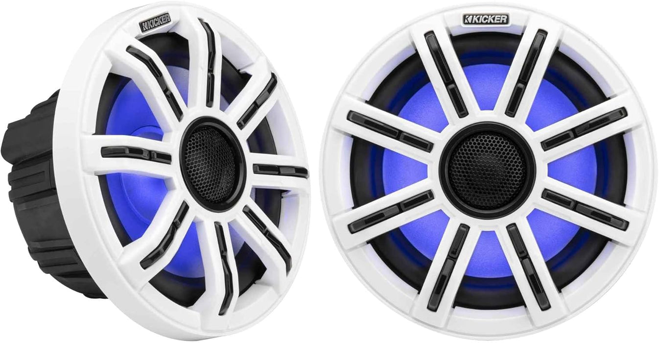 51MSC8 KICKER Premium 8" Marine Coaxial 2-Way Waterproof Speakers w/LED's MSC8 200W RMS 4 Ohm (Pair)