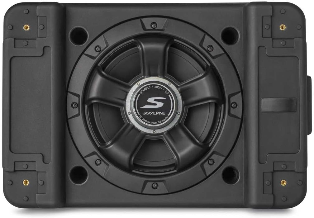 SS-SB10 Alpine S-Series 10" Shallow Subwoofer Sub Single Loaded Down Firing Enclosure 300W RMS 2 Ohm