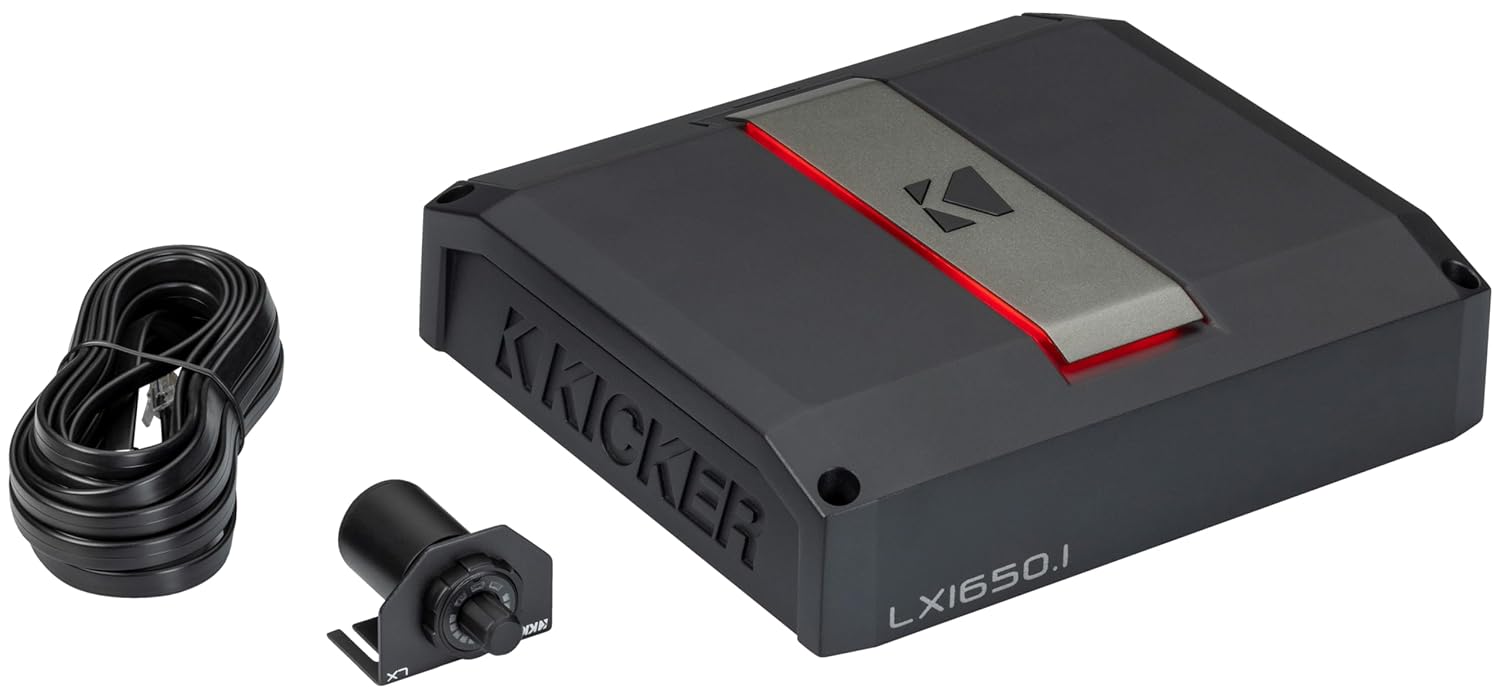 51LX16501 KICKER LX-Series 1650.1 Premium Mono Class D Car Audio Subwoofer Amplifier 1650W RMS 1 Ohm Stable