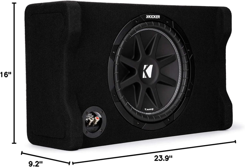 48CDF124 KICKER 12" Comp Subwoofer Single Loaded Down Firing Enclosure 150W RMS 4 Ohm