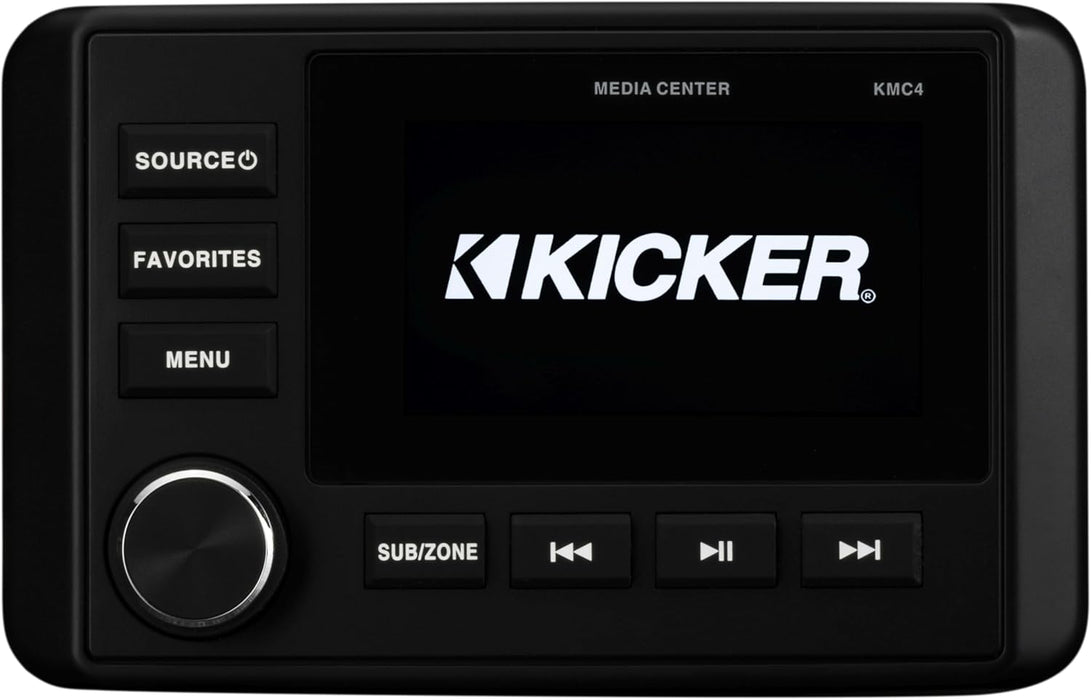 51KMC4 KICKER Marine Dual-Zone Media Center Receiver w/Bluetooth/AM/FM/Weather Band/USB/AUX Input/ IP66 Rated