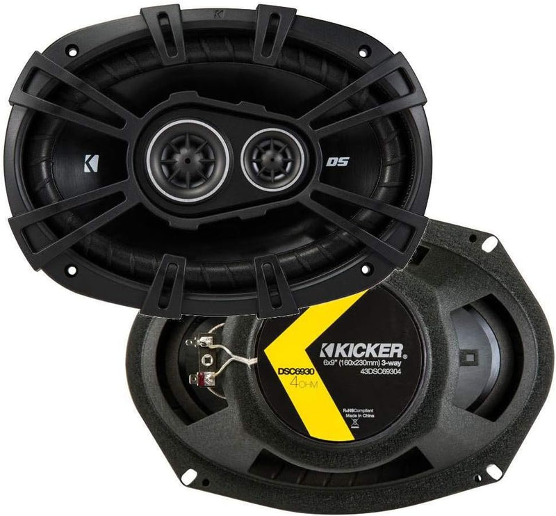 KICKER 43DSC69304 DS Series 6x9 3-way coaxial speaker four speaker bundle