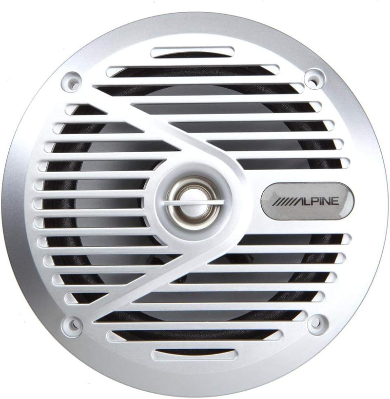 SPS-M601 Alpine  6.5" 6 1/2 Inch Coaxial 2-Way Marine Waterproof Speakers 35W RMS 4 Ohm (Pair)(Silver Grilles)