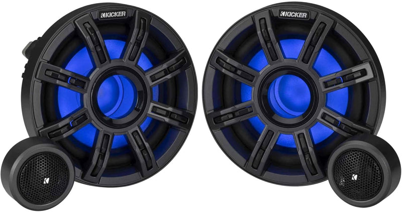 51MSS65 KICKER Premium 6.5" Marine Component 2-Way Waterproof Speakers w/LED's MSS65 100W RMS 4 Ohm (Pair)