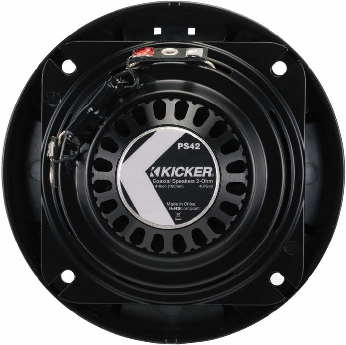 40PS44 KICKER PS Series 4" inch Powersports 2-Way Coaxial Speakers 30W RMS for Polaris Motorcycle ATV UTV RZR (4 Ohm) Pair