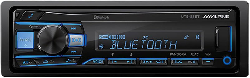 UTE-83BT Alpine Advanced Mech-Less Digital Media Receiver Head Unit Single-Din Radio with Bluetooth® Wireless Technology, AM/FM, USB