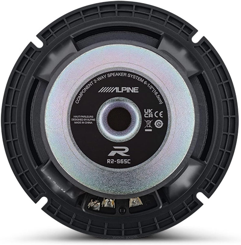 R2-S65C Alpine R-Series 6.5" High-Resolution 2-Way Component Speaker Set w/ 1" Tweeters 100W RMS Car Audio 4 Ohm (Pair)