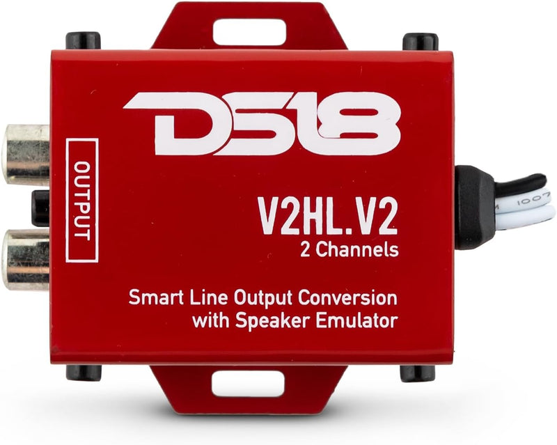 V2HL.V2 DS18 Speaker Wire-to-RCA Line-Out Converter 2 Channel w/+12v Turn on Lead