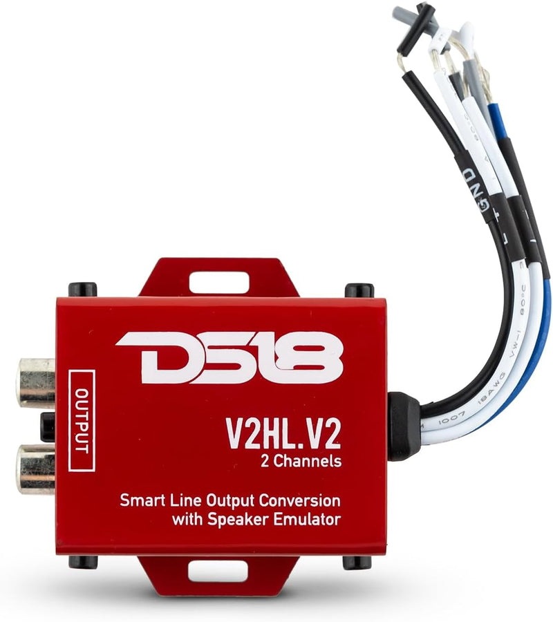 V2HL.V2 DS18 Speaker Wire-to-RCA Line-Out Converter 2 Channel w/+12v Turn on Lead