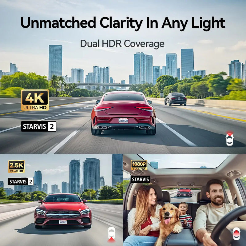 F17 Elite Redtiger 4K 3-Channel Dash Camera Ultra-Color Sony STARVIS 2 Dual HDR WiFi 6 Voice Control Touch Screen 128GB Card Included