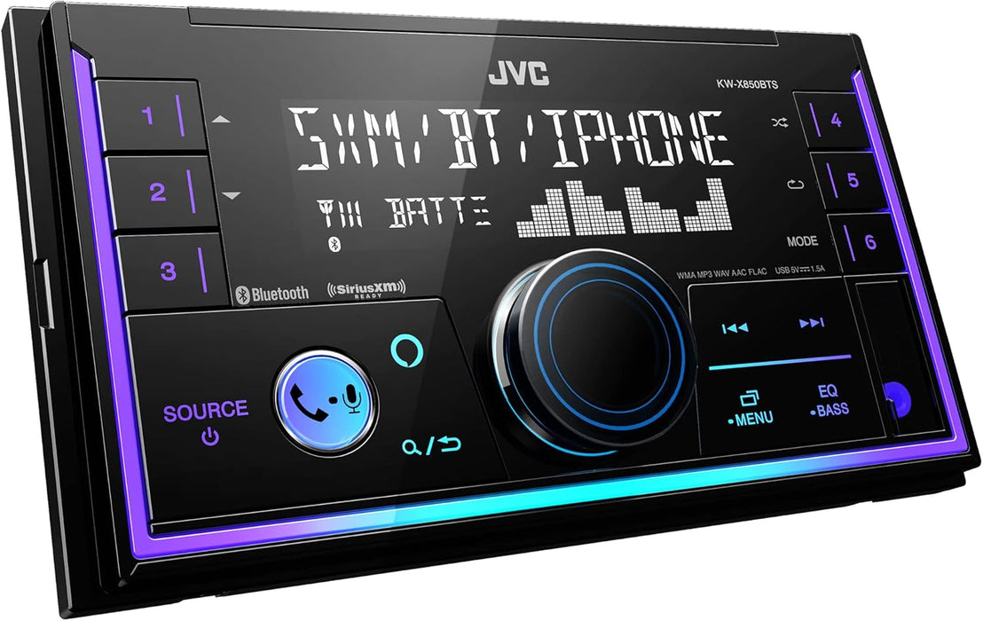 KW-X850BTS JVC Double-Din Digital Media Receiver Head Unit AM/FM, Bluetooth, USB Port, SiriusXM Ready, Car Radio