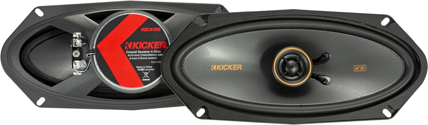 51KSC41004 KICKER KS Series 4x10 Inch Coaxial 2 Way Speakers 75W RMS 4 Ohm Car Audio (Pair)